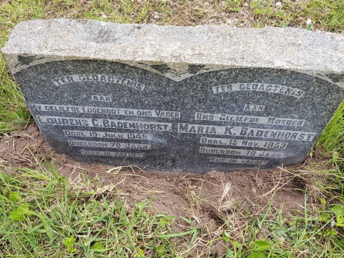 BADENHORST Lourens C. -1945 &amp; Maria K. -1953