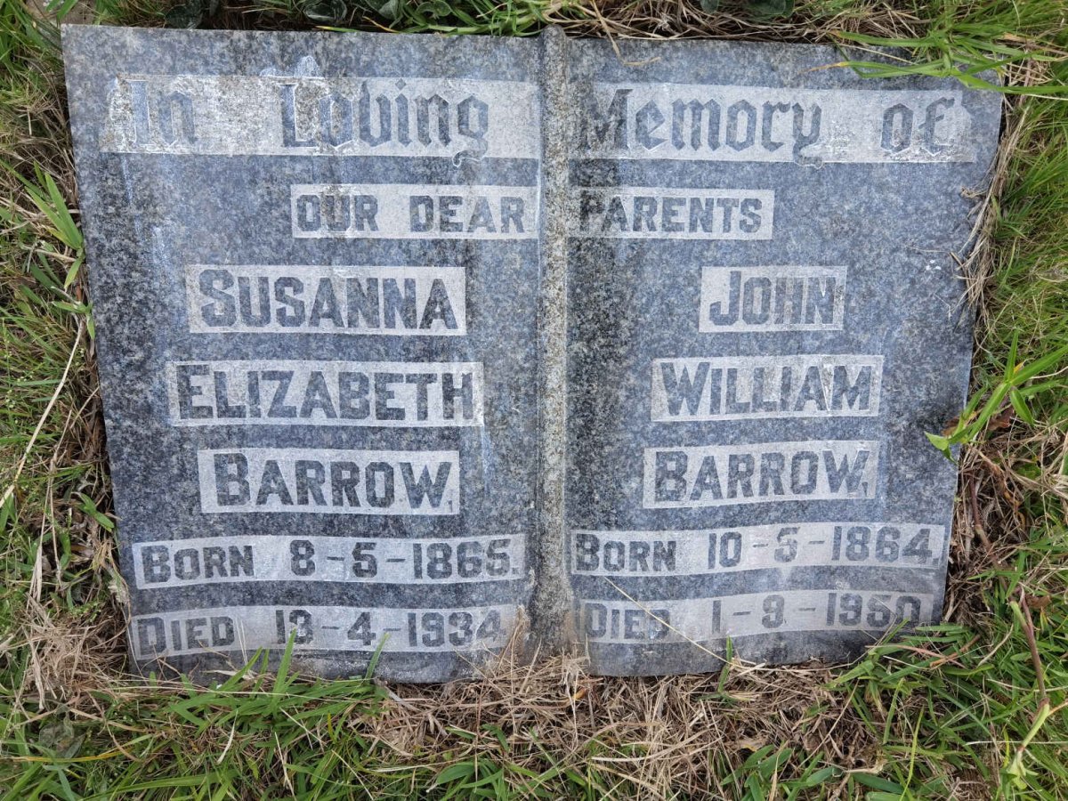 BARROW John William 1864-1950 &amp; Susanna Elizabeth 1865-1934