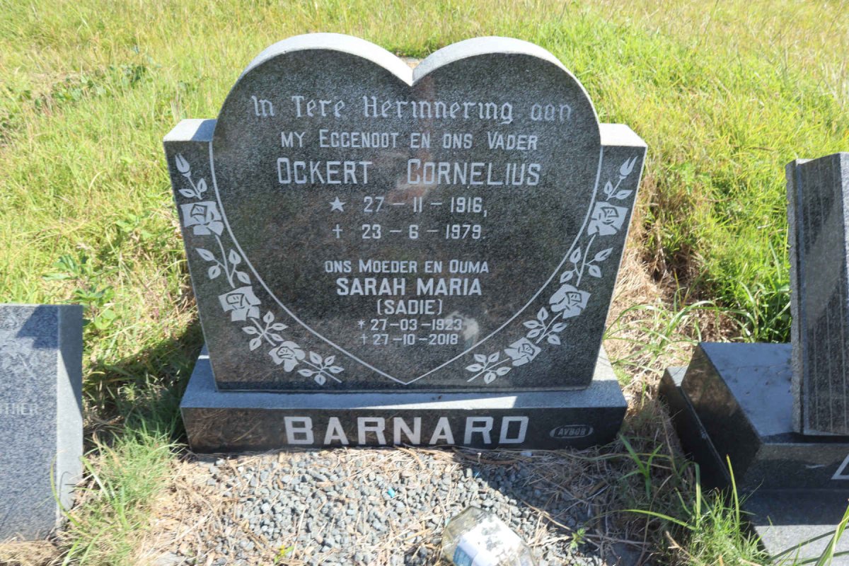 BARNARD Ockert Cornelius 1916-1979 &amp; Sarah Maria 1923-2018