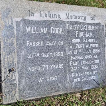 COCK William -1930 :: FINCHAM Daisy Catherine nee SAMUEL 1886-1935