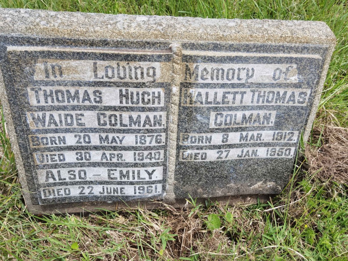 COLMAN Thomas Hugh Waide 1876-1940 :: COLMAN Hallett Thomas 1912-1950 :: COLMAN Emily -1961