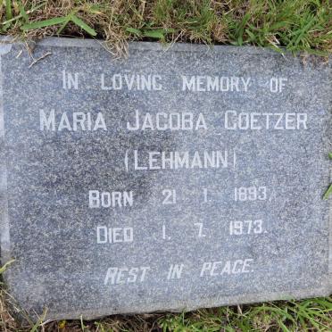 COETZER Maria Jacoba nee LEHMANN 1893-1973