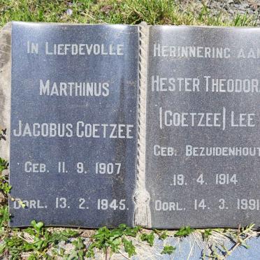 COETZEE Marthinus Jacobus 1907-1945 & Hester Theodora LEE previously COETZEE nee BEZUIDENHOUT 1914-1991