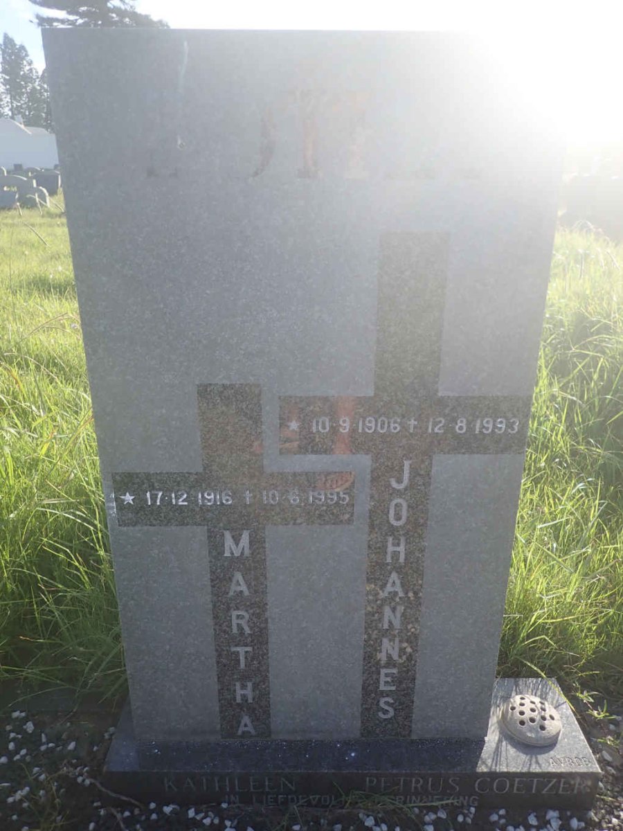 COETZEE Johannes Petrus 1906-1993 &amp; Martha Kathleen 1916-1995