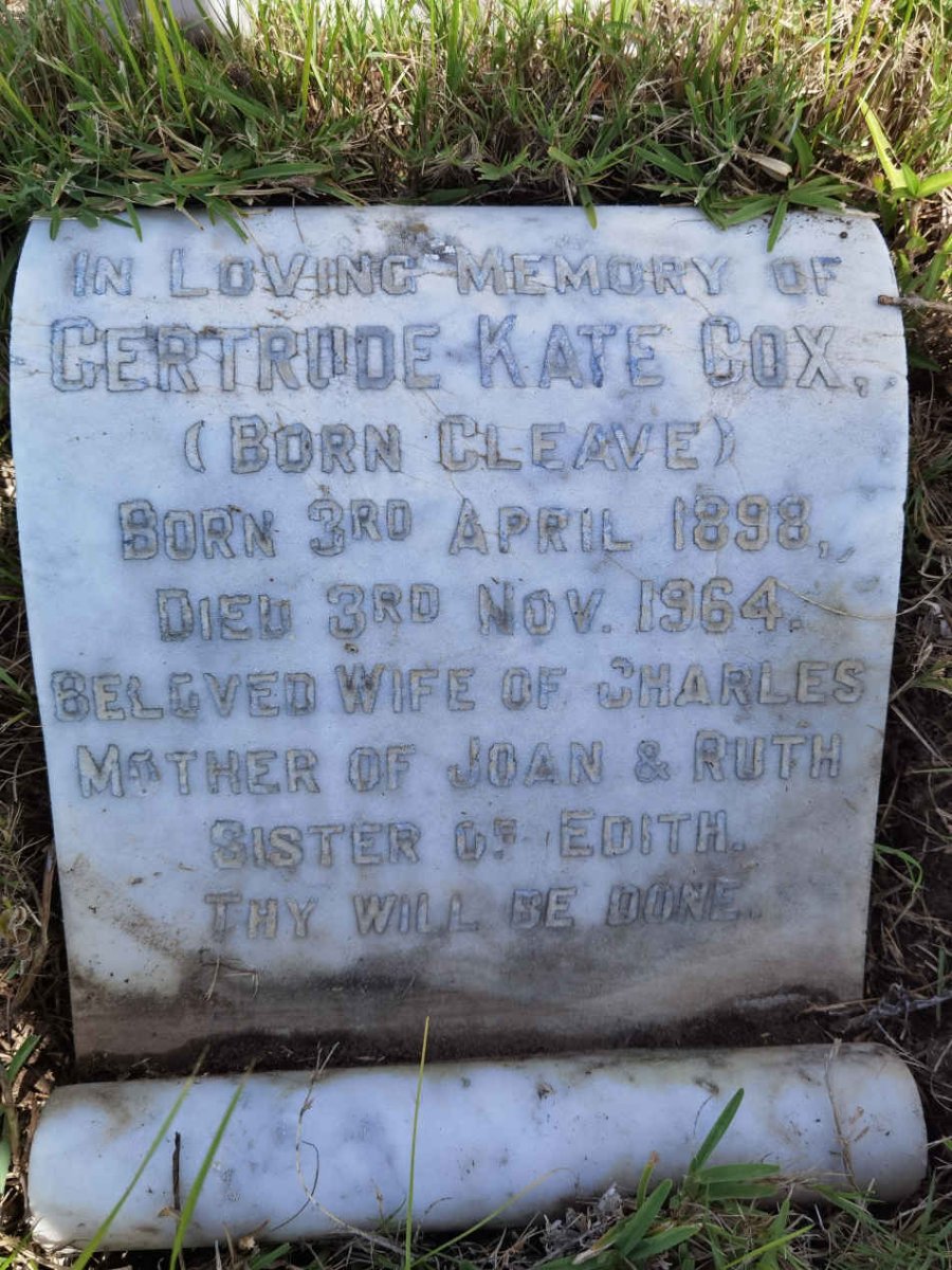 COX  Gertrude Kate nee CLEAVE 1898-1964