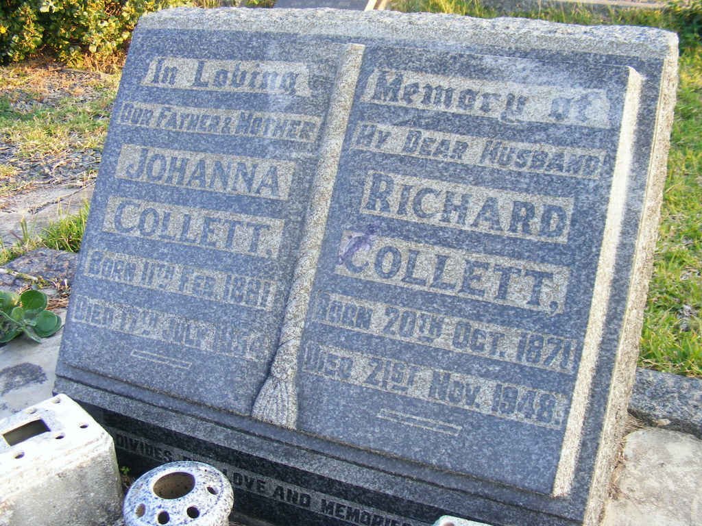 COLLETT Richard 1871-1948 &amp; Johanna 1881-1954