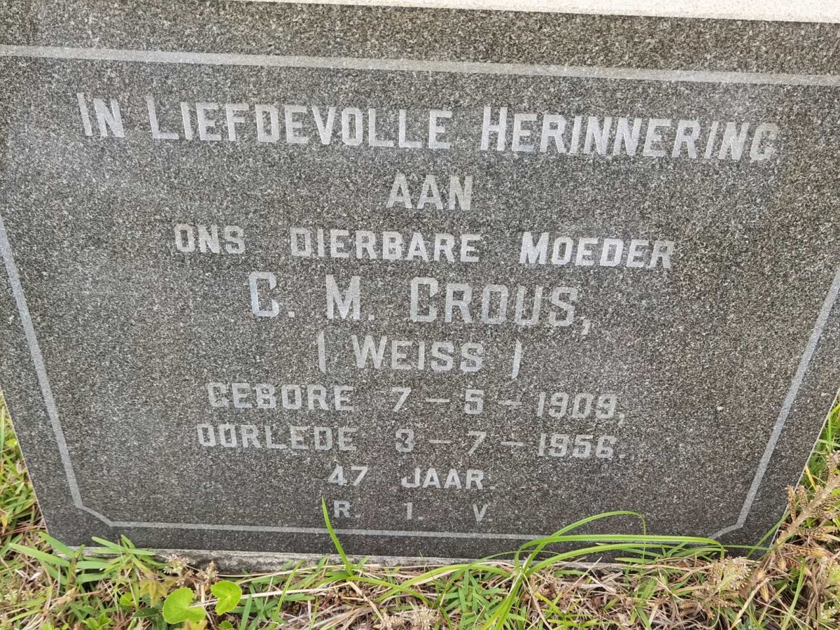 CROUS C.M. nee WEISS 1909-1956