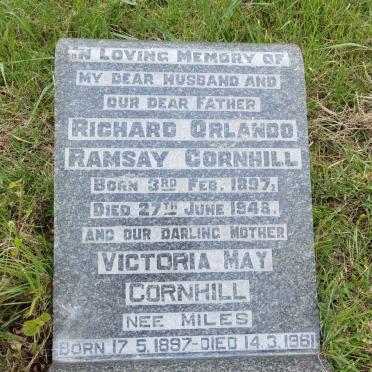 CORNHILL Richard Orlando Ramsay 1897-1948 & Victoria May MILES 1897-1961