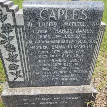 CAPLES Francis James 1870-1930 &amp; Emma Elizabeth 1873-1944 :: CAPLES Francis Joseph 1892-1956