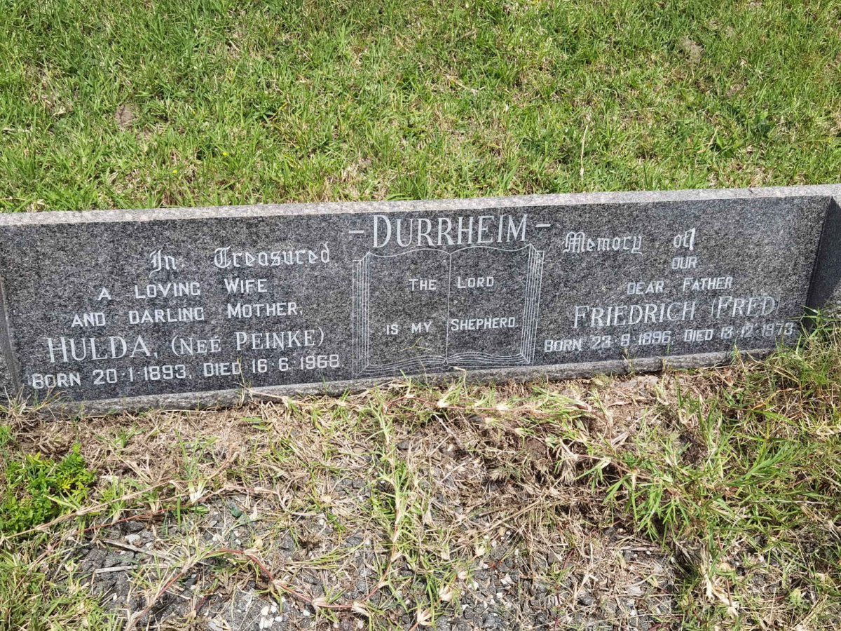 DURRHEIM Friedrich 1896-1973 &amp; Hulda PEINKE 1893-1968