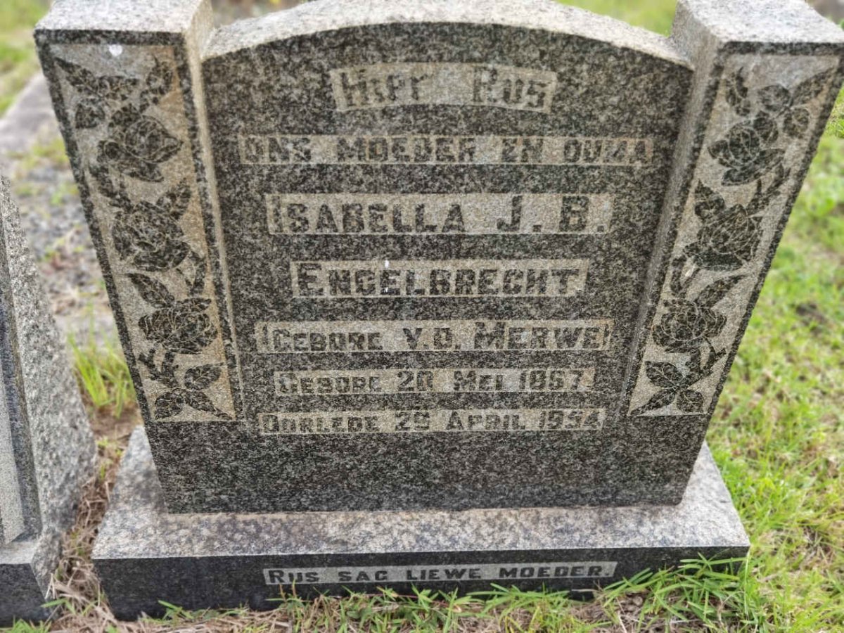 ENGELBRECHT Isabella J.B. nee VAN DER MERWE 1867-1954