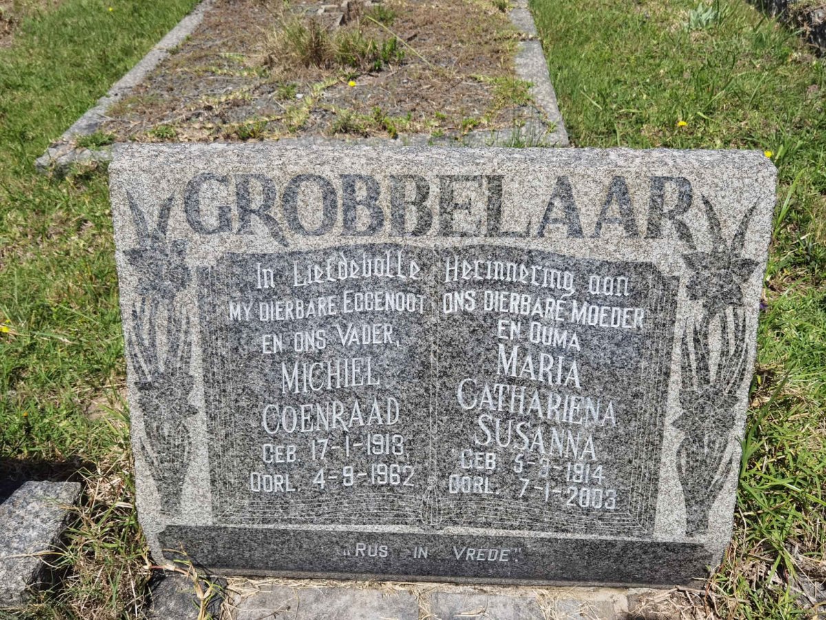 GROBBELAAR Michiel Coenraad 1913-1962 & Maria Catheriena Susanna 1914-2003