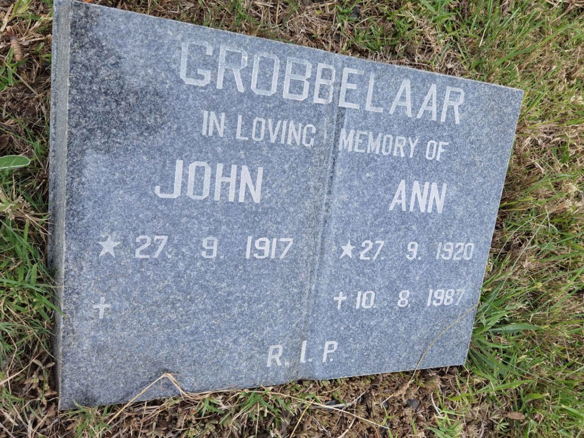 GROBBELAAR John 1917-2000 &amp; Ann Getruida Katrina NEL 1920-1987