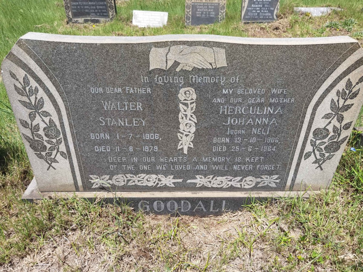 GOODALL Walter Stanley 1906-1979 &amp; Herculina Johanna NEL 1906-1964