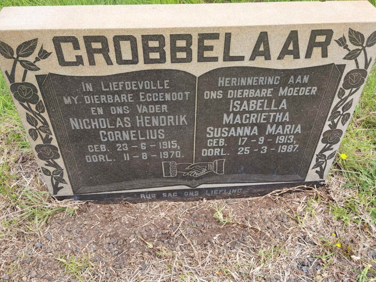 GROBBELAAR Nicholas Hendrik Cornelius 1915-1970 &amp; Isabella Magrietha Susanna Maria 1913-1987