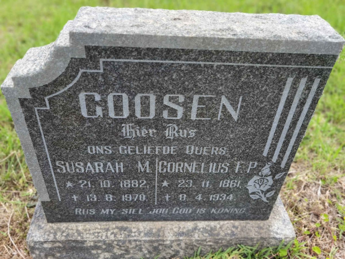 GOOSEN Cornelius F.P 1861-1934 &amp; Susarah M. 1882-1970
