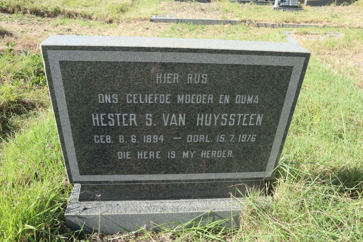 HUYSSTEEN Hester S., van 1894-1976