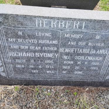 HERBERT Richard Sydney 1905-1975 &amp; Henrietta Hulda Anna SCHLENKRICH 1905-1983