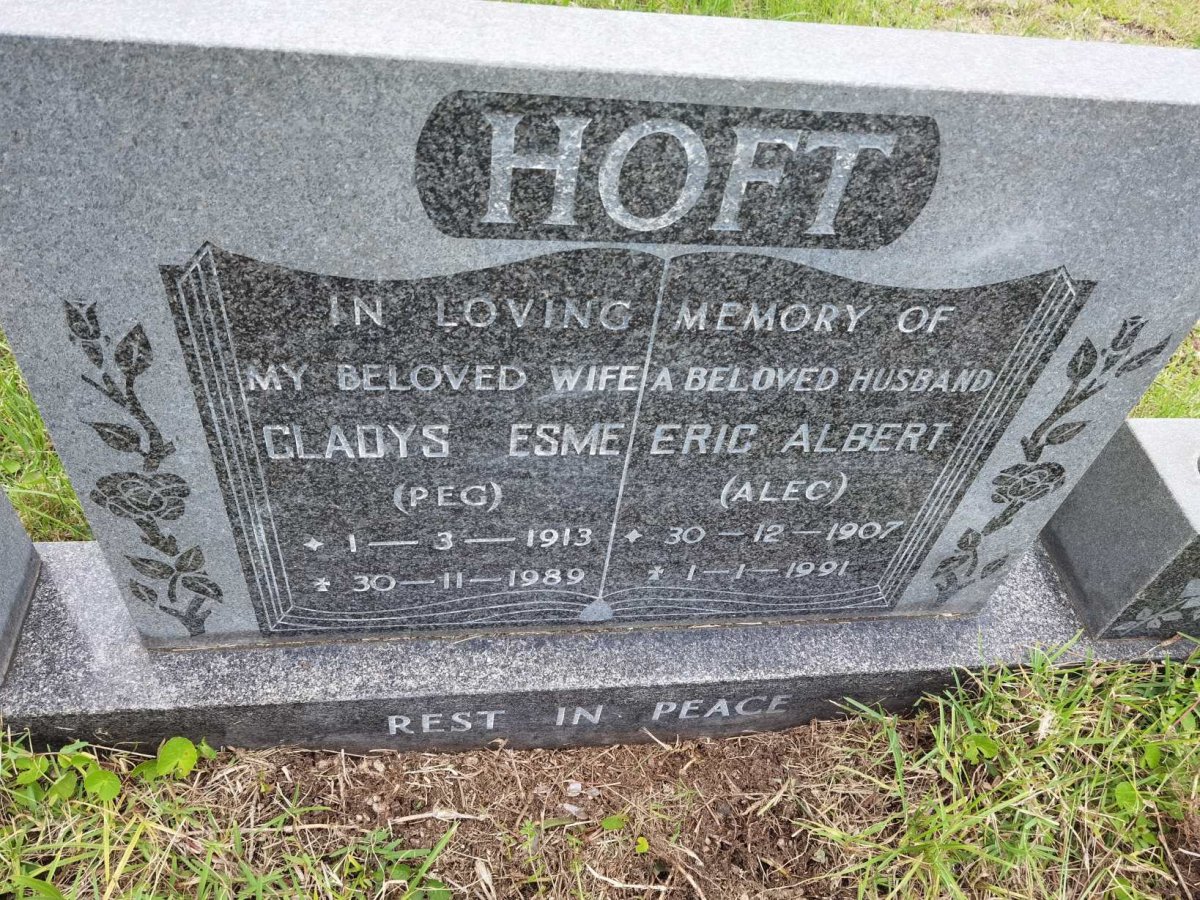 HOFT Eric Albert 1907-1991 Gladys Esme 1913-1989