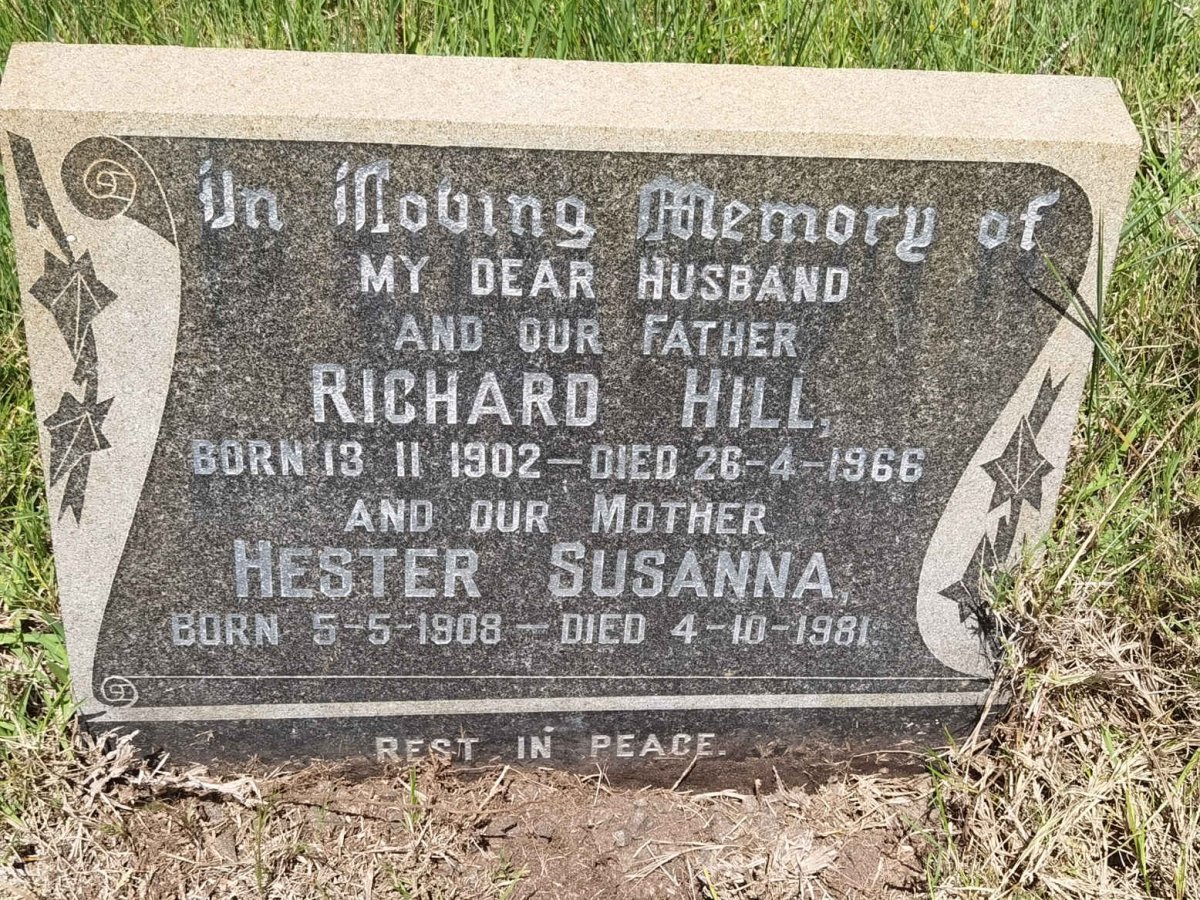 HILL Richard 1902-1966 &amp; Hester Susanna 1908-1981