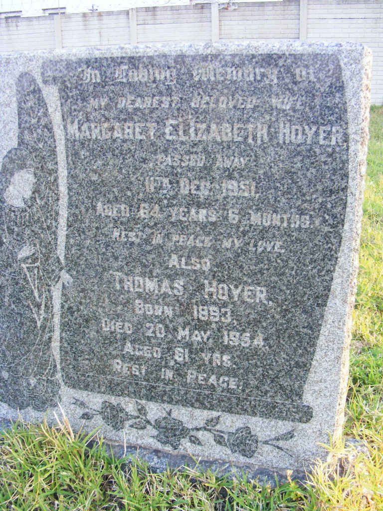 HOYER Thomas 1893-1954 &amp; Margaret Elizabeth -1951