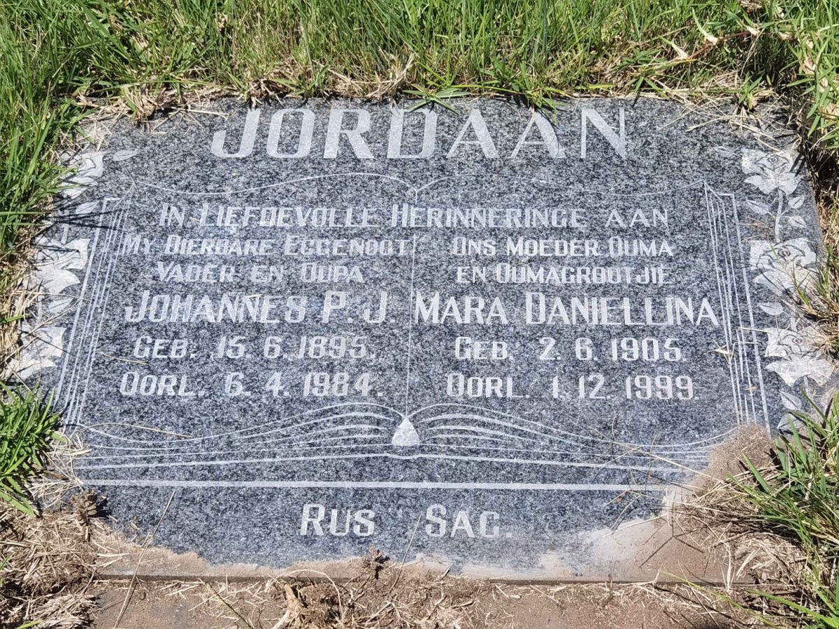 JORDAAN Johannes P.J. 1895-1984 &amp; Mara Daniellina 1905-1999