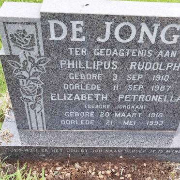 JONGH Phillipus Rudolph, de 1910-1987 &amp; Elizabeth Petronella JORDAAN 1910-1993