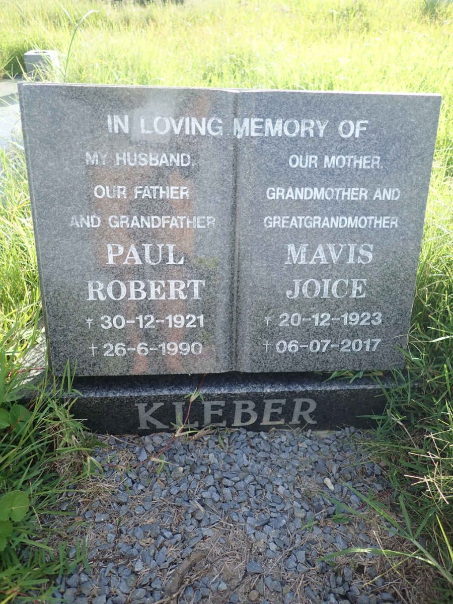 KLEBER Paul Robert 1921-1990 &amp; Mavis Joice 1923-2017