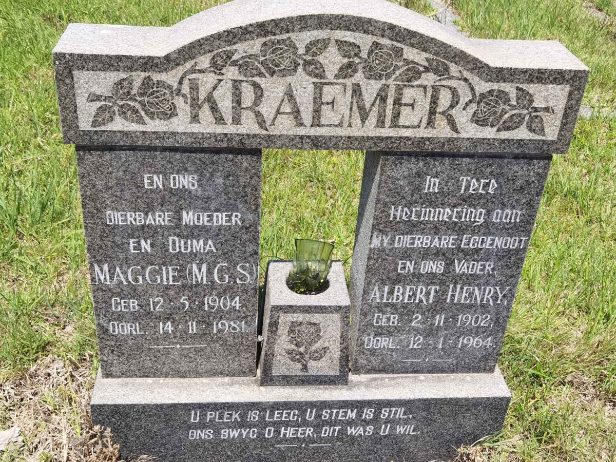 KRAEMER Albert Henry 1902-1964 &amp; Maggie M.G.S. 1904-1981