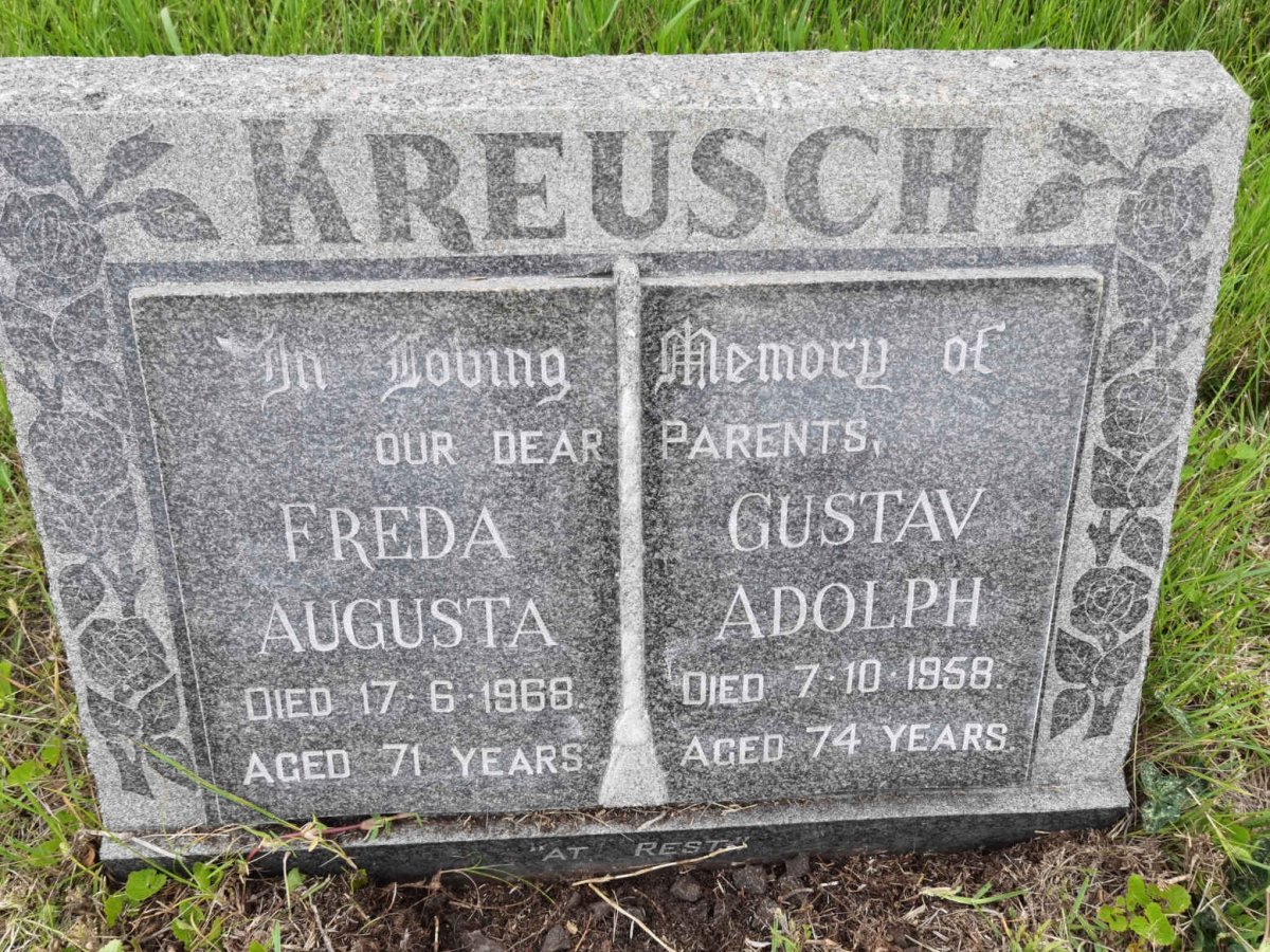KREUSCH Gustav Adolph -1958 & Freda Augusta -1968