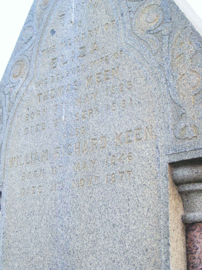 KEEN Eliza 1825-1881 :: KEEN William Richard 1846-1877