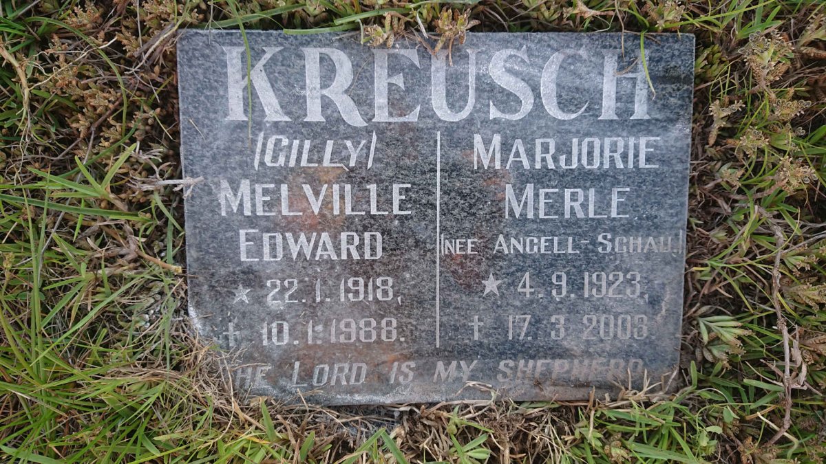 KREUSCH Melville Edward 1918-1988 &amp; Marjorie Merle ANGELL-SCHAU 1923-2008