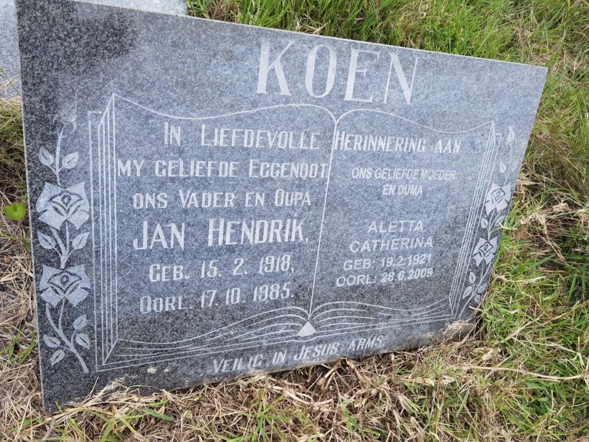 KOEN Jan Hendrik 1918-1985 &amp; Aletta Catherina 1921-2009