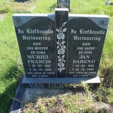 MERWE Jan Barend, van der 1935-2009 &amp; Muriel Francis 1937-2009