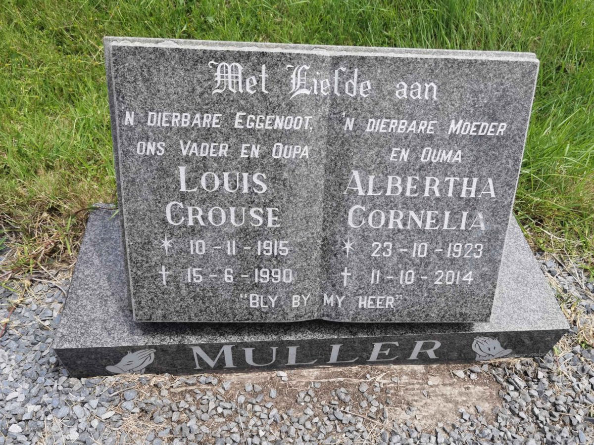 MULLER Louis Crouse 1915-1990 &amp; Albertha Cornelia 1923-2014