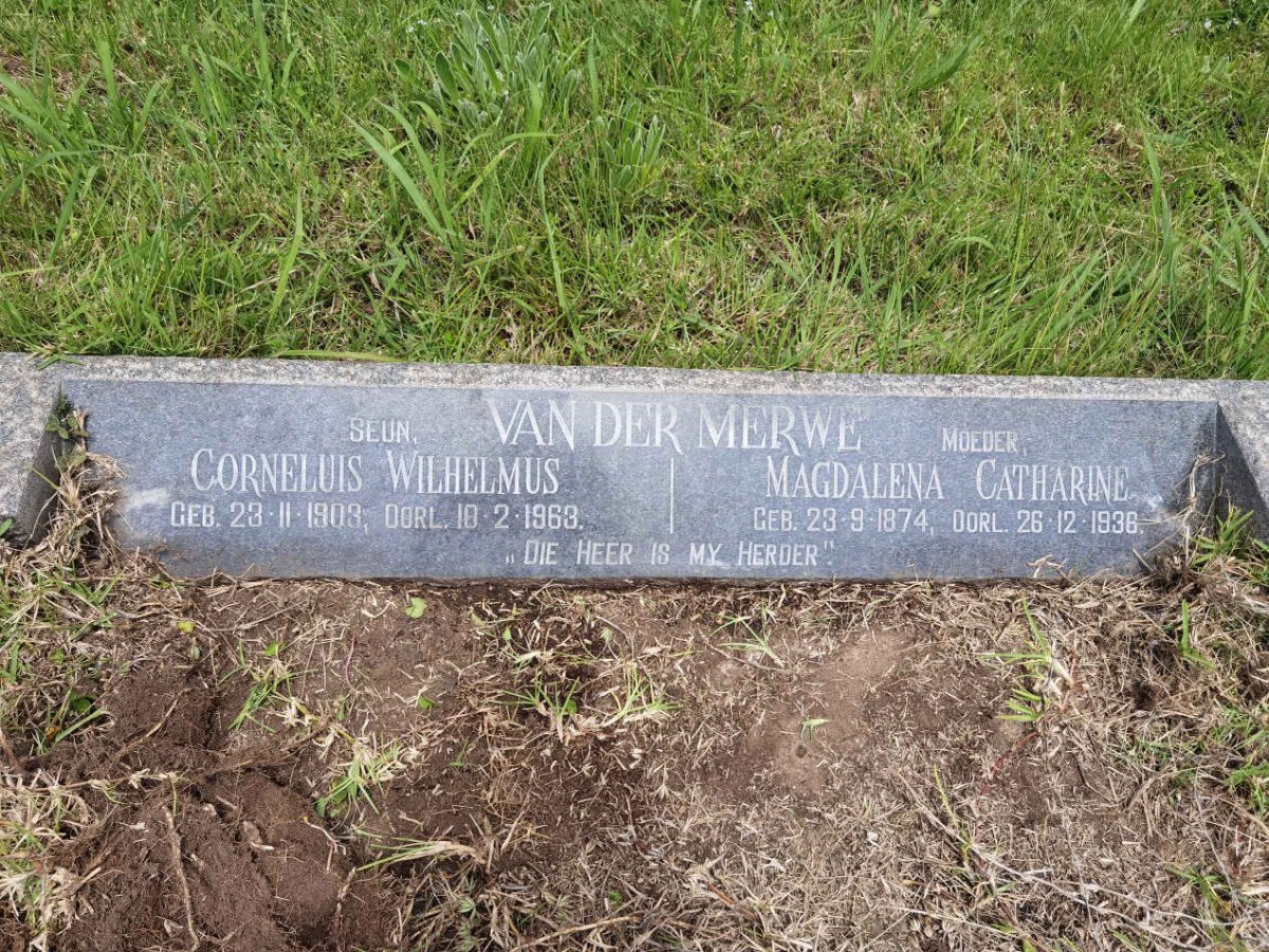 MERWE Magdalena Catharine, van der 1874-1936 :: VAN DER MERWE Corneluis Wilhelmus 1903-1963