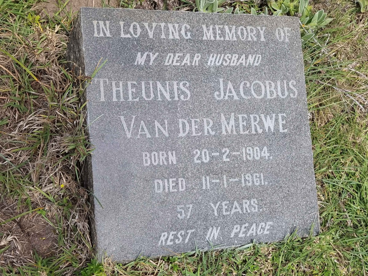 MERWE Theunis Jacobus, van der 1904-1961