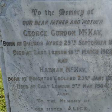 MCKAY George Gordon 1827-1902 &amp; Hannah 1828-1904 :: MCKAY Alice -1935 :: MCKAY Christina 1859-1945 :: MCKAY Ella 1867-1945