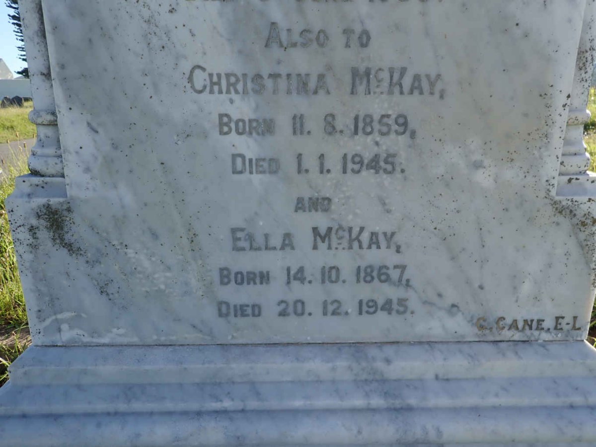 MCKAY George Gordon 1827-1904 &amp; Hannah 1828-1904 :: MCKAY Alice -1935 :: MCKAY Christina 1859-1945 :: MCKAY Ella 1867-1945