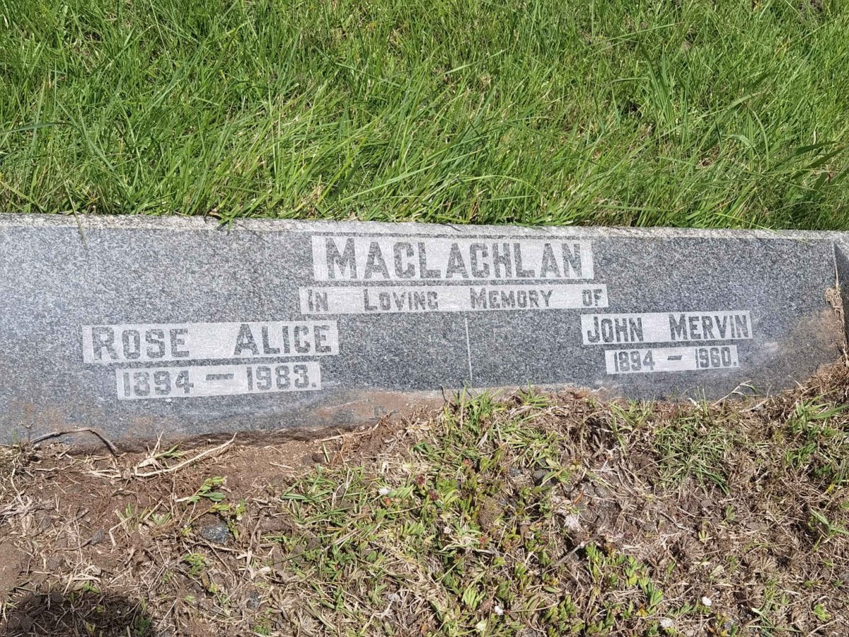 MCCLACHLAN John Mervin 1894-1960  & Rose Alice 1894-1983