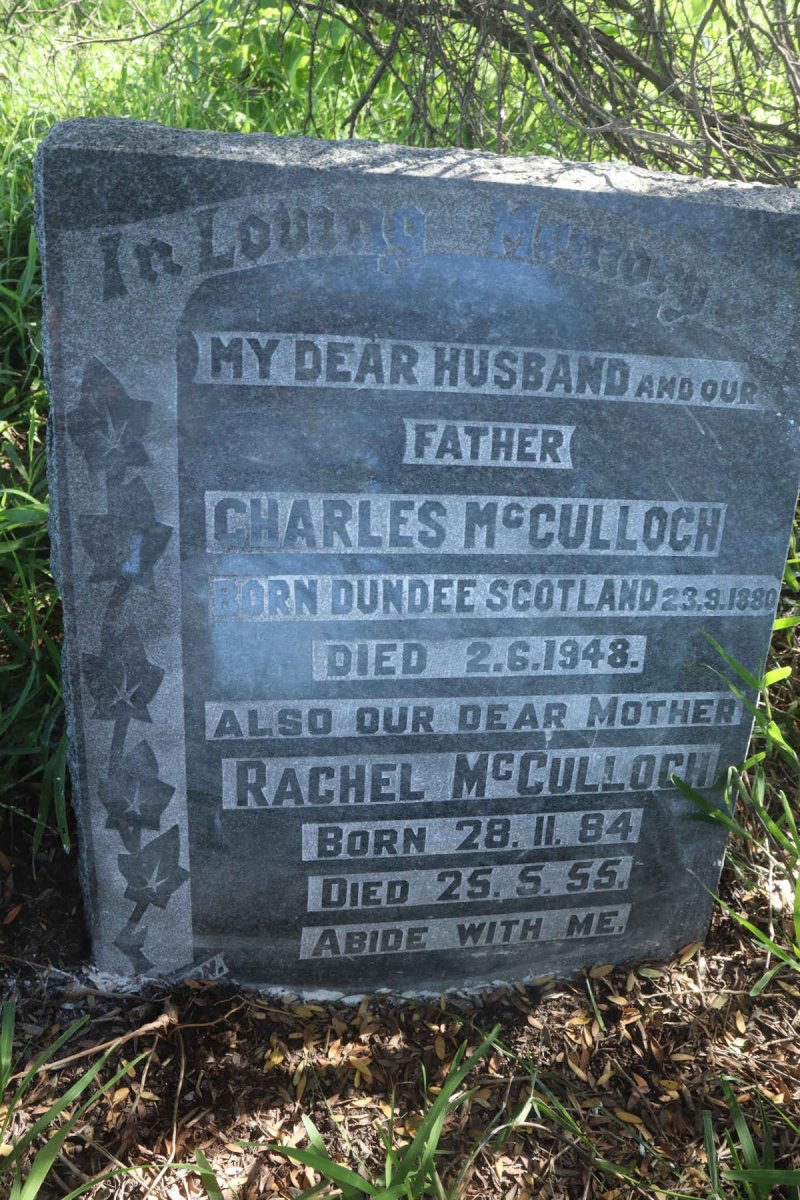MCCULLOCH Charles 1880-1948 &amp; Rachel 1884-1955