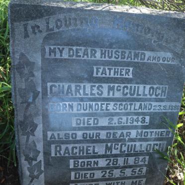 MCCULLOCH Charles 1880-1948 &amp; Rachel 1884-1955