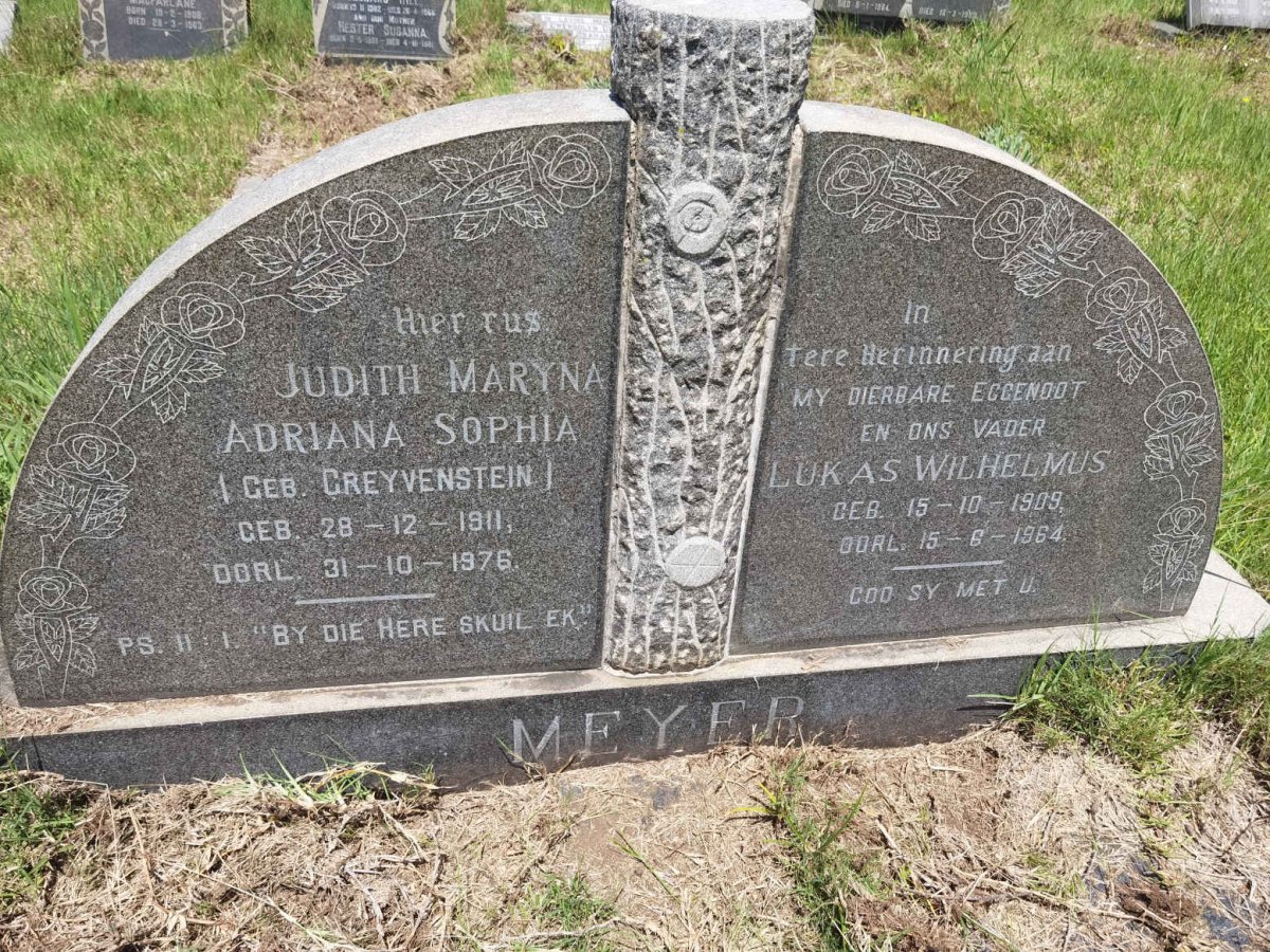 MEYER Lukas Wilhelmus 1909-1964 &amp; Judith Maryna Adriana Sophia GREYVENSTEIN 1911-1976