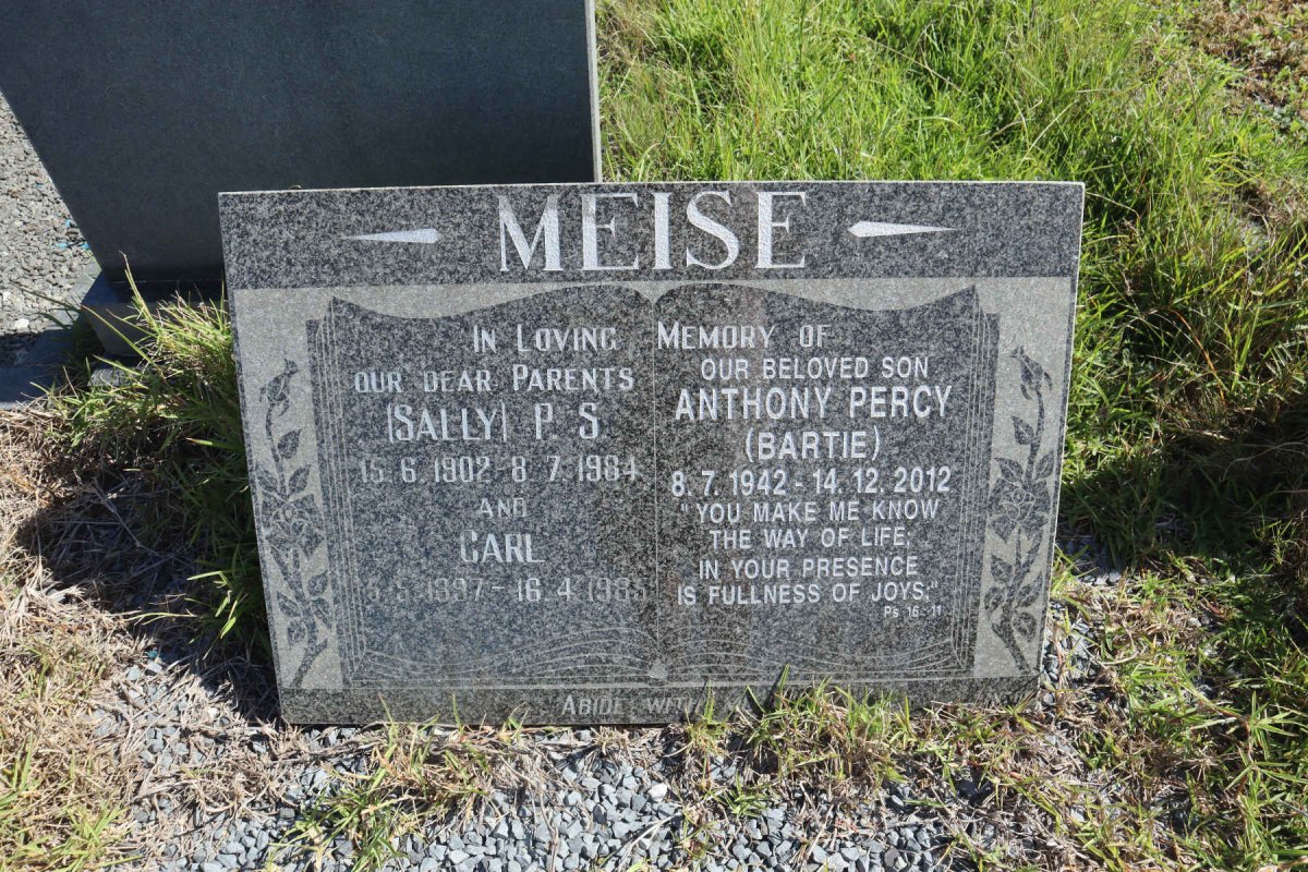 MEISE Carl 1897-1985 &amp; P.S. 1902-1984 :: MEISE Anthony Percy 1942-2012
