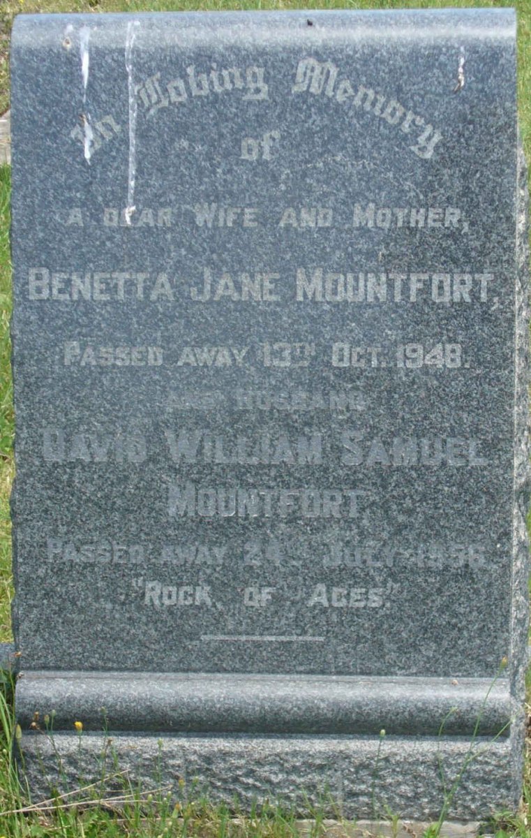 MOUNTFORT David William Samuel -1956 &amp; Benetta Jane -1948