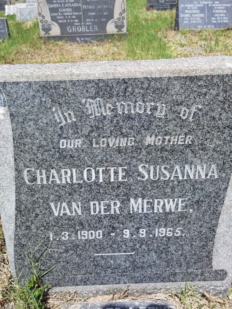 MERWE Charlotte Susanna, van der 1900-1965
