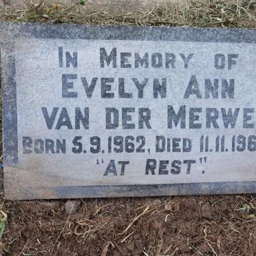 MERWE Evelyn Ann, van der 1962-1962