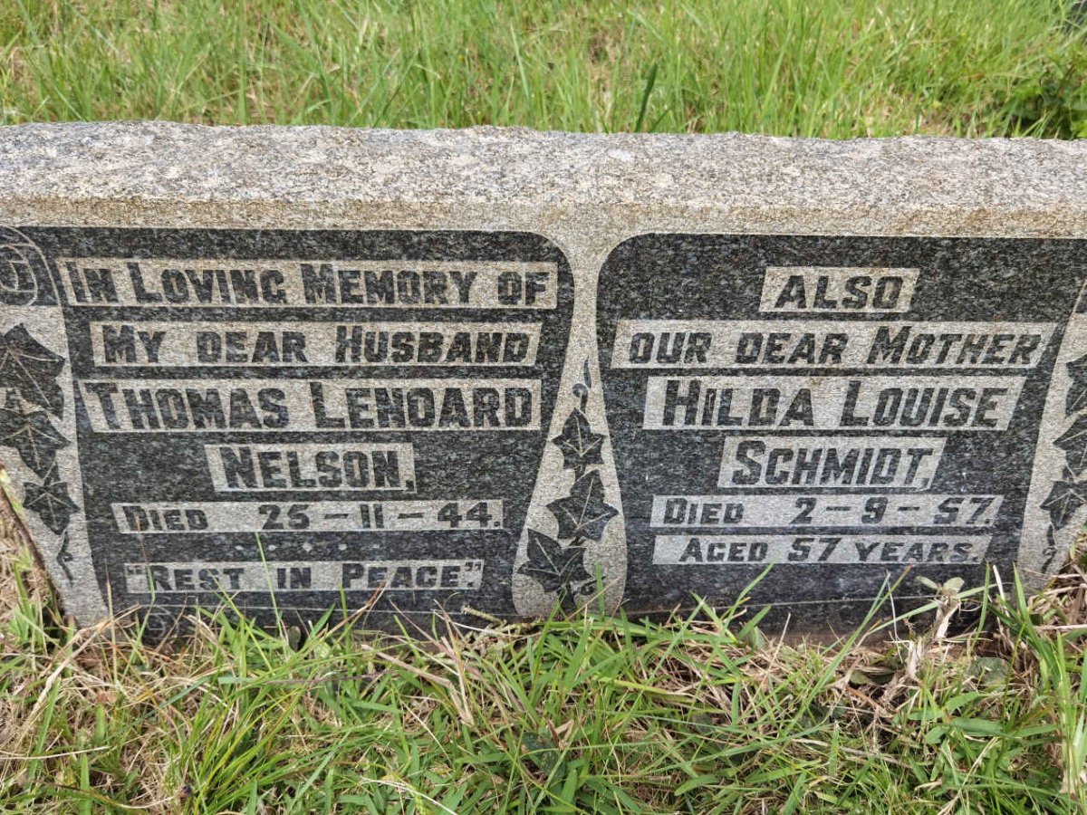 NELSON Thomas Lenoard -1944 &amp; Hilda Louise SCHMIDT -1957