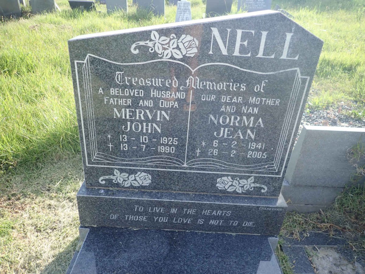 NELL Mervin John 1925-1990 &amp; Norma Jean 1941-2005