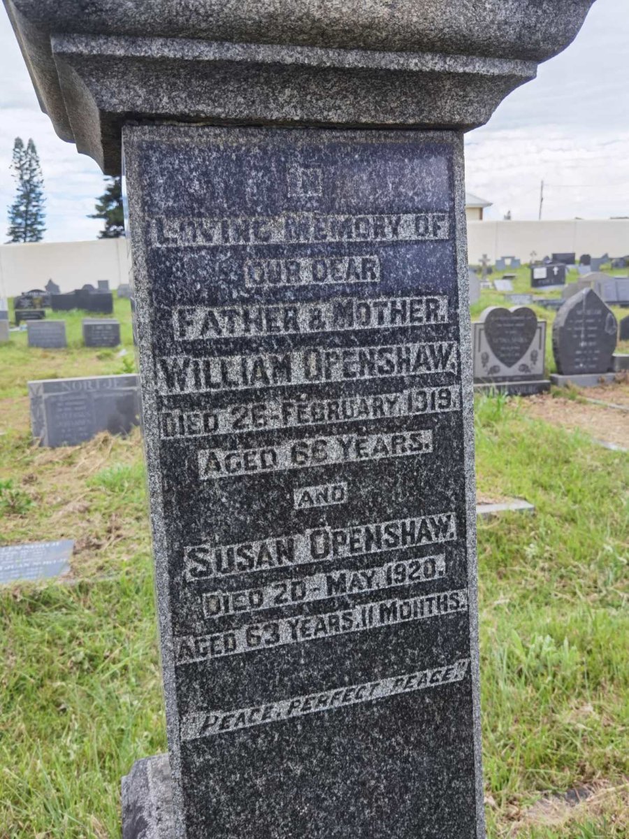 OPENSHAW William -1919 &amp; Susan -1920